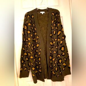 Leopard Print Open Front Cardigan